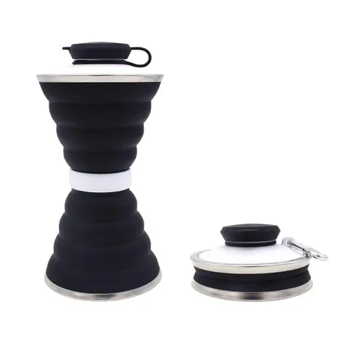 Collapsible Water Bottle, 500ml Sport Water Bottle, Foldable Water Bottles For Travel Gym Camping Hiking - Black