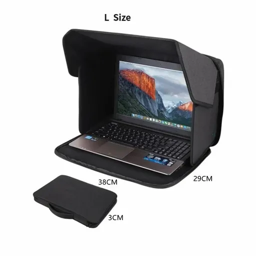 Laptop Sun Shade and Outdoor Privacy Hood - Fits Laptops up to 16 Inches Size L - Anti-Glare Screen Shield, Portable Foldable Design, Remote Work Essential for Park Beach and Outdoor Office Use