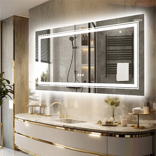 Anti-Fog LED Bathroom Mirror with 2-Way Mount 1000*600mm/Double LED