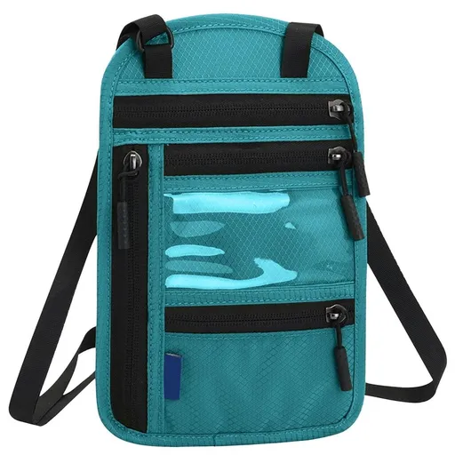 Travel Neck Wallet with Double Zippers Blocking Passport Holder with Adjustable Neck Strap for Men and Women to Keep Cash, Credit Cards and Travel Documents Safe