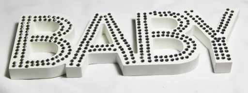White Baby Nursery 30cm Sign Plaque Plate with Diamantes Newborn Gift Homeware Bedroom Decoration Wall Art