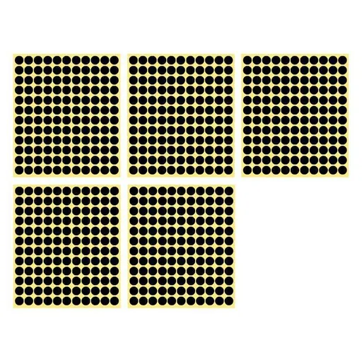 8/13/25/50mm Colour Sticker Dots Adhesive Round Labels Circular Scrapbooking Black - 13mm 132 Dots - 5 Sheets