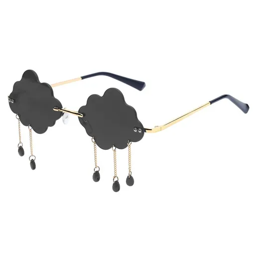 Cloud lightning Sunglasses for Women/Men Rimless Wave Glasses Eyewear for Party Rimless Sun glasses （black）