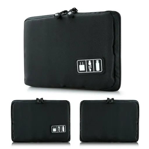 Electronic Accessories Storage USB Cable Organizer Bag Case Drive Travel Insert - Black