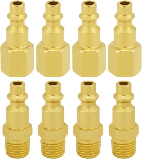 8PCS Brass 1/4 Inch NPT Female and Male Industrial Air Hose Quick Connect Air Plug Fittings