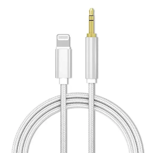 Lightning to 3.5mm Aux Audio Cable Adapter for Car Speaker Headphone Sound System - Silver