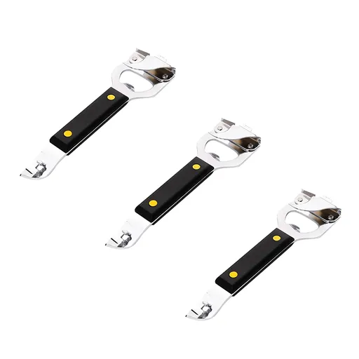 3-pack 4-in-1 Stainless Steel Bottle Opener and Can Opener - Heavy Duty Beer Opener with Non-Slip ABS Handle, Multi-Purpose Kitchen Gadget for Camping, BBQ, Bar and Home Use