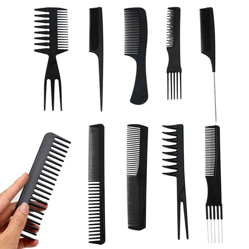 10Pcs Hair Brush Set with PVC Storage Box for Barbershop Salon and Home Use