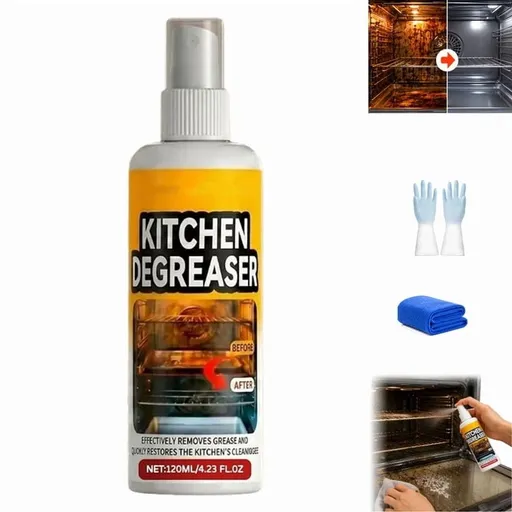 BBQ Grill Cleaner Spray, Heavy Duty Kitchen Degreaser Spray for Grill, Oven, Stove, Multi-Surface Grease Removal Spray for Home & Outdoor Cooking