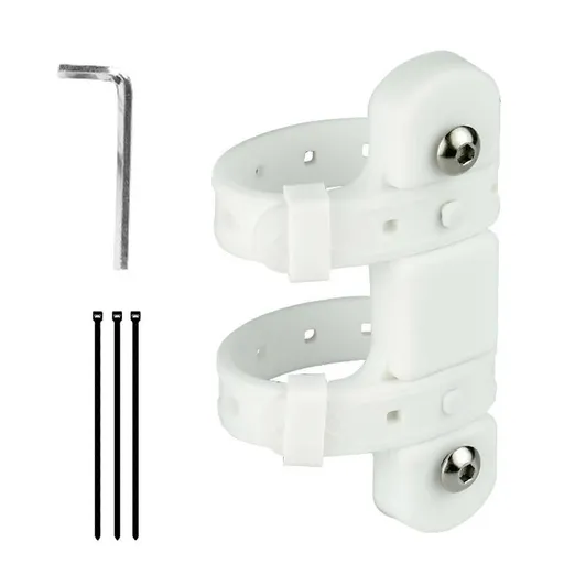 Bicycles Water Bottles Cage Holder Strap Soft Silicone Practical for Mountain Bikes Long Distances Cyclings, Adjustable - White
