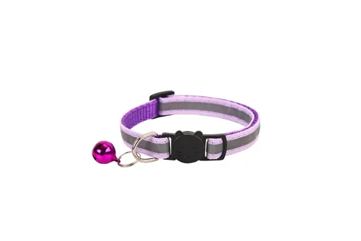 Cat Collar Pei Pet Reflective Safety Buckle Polyester Purple Width 1.0CM size 19-32 can be adjusted