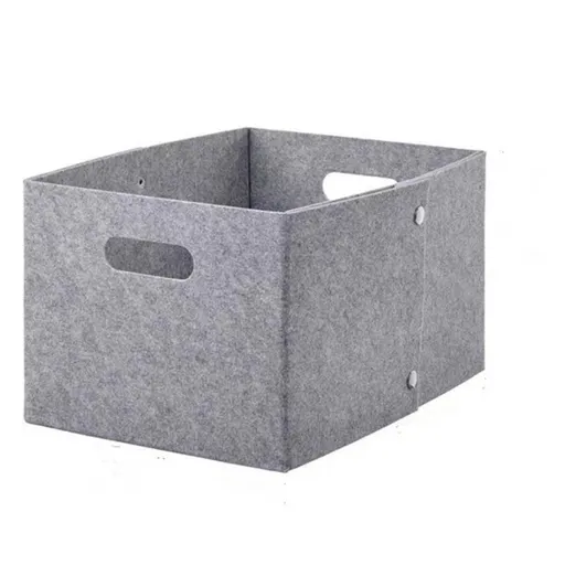Large Felt Storage Basket with Handles, Open Bin for Shelves, Books, Toys, Laundry & Home Organization (Gray)
