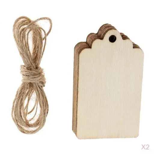20 Pieces Unfinished Wood Gift Tags With String and Hole for Wedding Party Favors