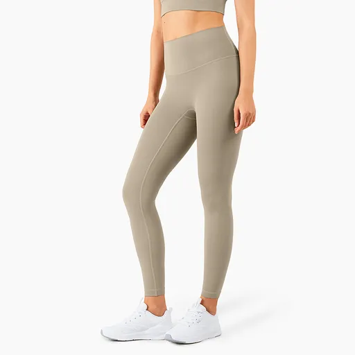 High-Waisted Seamless Yoga Pants Tummy Control Size M Khaki