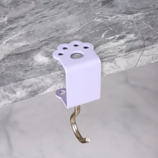 Macaron Paw Table Side Hook 2-Piece Set Adjustable Desk Hanging Clamp No-Drill Portable Bag Hook Light Purple