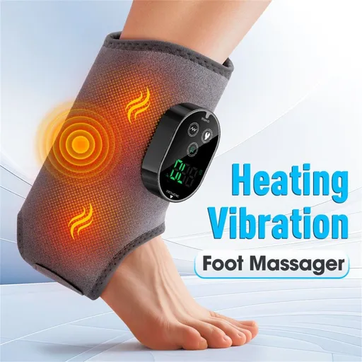 GRAY Cordless Ankle Heating Pad, Foot and Ankle Massager with Heat Foot Renew Triple