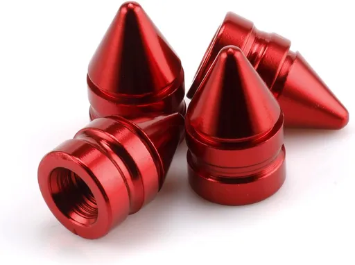 Car Tire Valve Caps, 4 Pieces of Universal Aluminum Alloy Trim Accessories Dust Covers for Cars, Trucks, SUVs and Motorcycles(Red) Red -