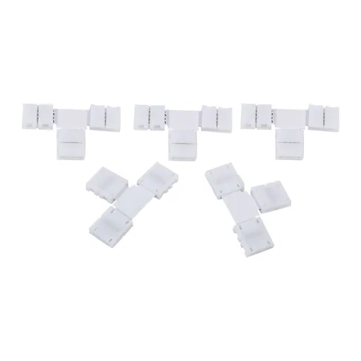 5Pcs Solderless 4pin Clip on Connectors Adapters for 10mm RGB 5050 LED Strip Light (T Shape)
