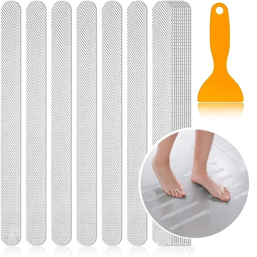 24Pieces Anti Slip Shower Stickers Set, Non-Slip Safety Bathtub Strips, Transparent Tubs Mat for Bathroom, Kitchen, Ladders