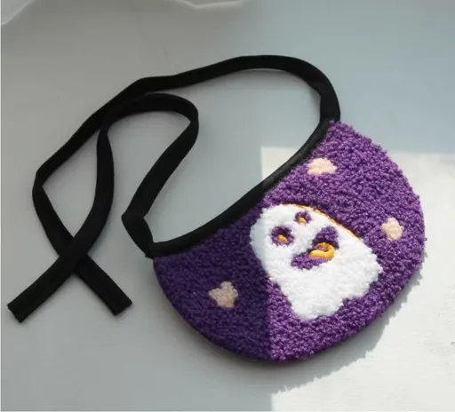 Pet Scarf Wool Lace Up Cat Dog Saliva towel purple ghost M (lace neck adjustment 64cm; Shawl neck 30-35cm)