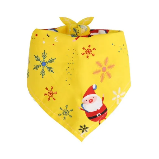Dog Christmas Triangle Scarf Cotton Cartoon (Anhui hair) Christmas triangle scarf yellow bottom old man Small size (suitable for pets within 10 Jin)