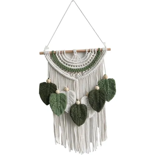 Leaves Woven Tapestry Leaf Tassel Boho Craft Chic Backdrop Macrame Wall Hanging Home Decoration for Home Dorm Wedding Bedroom
