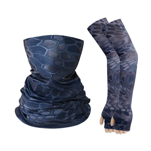 Dark‑Tone Snake Print Sun‑Proof Outdoor Kit, Full‑Coverage Sun Protection For Field Exploration, Halloween Field Survey Supply, One Size, Navy Snake‑Pattern Mask, 2 Pcs