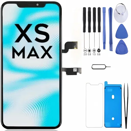 iPhone XS Max Screen Replacement, 6.5 Inch Incell LCD Display Touch Screen Digitizer with Full Repair Tool Kit & Tempered Glass, for iPhone XS Max A1921 A2101 A2102 A2104