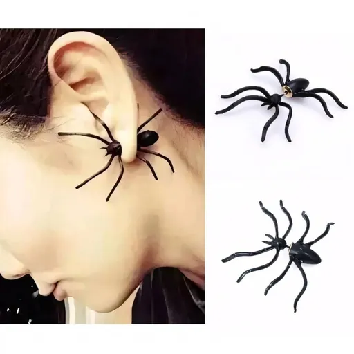Halloween Earring Black Spider, 1 pc