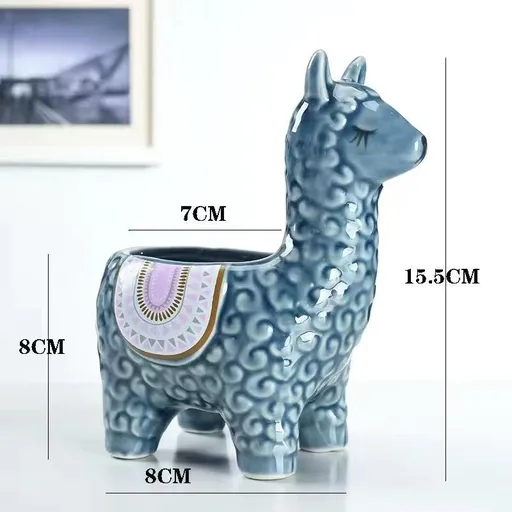 Alpaca Blue Ceramic Planter