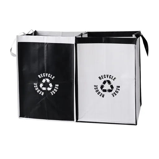 2 Pieces Reusable Recycling Bags, Waterproof Waste Sorting Organisers for Kitchen, Laundry, Home and Caravan Use, 30 x 30 x 43 cm, Grey