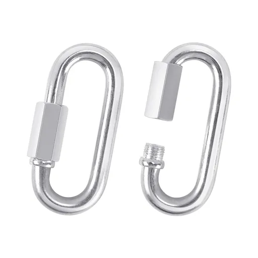 2 Pack M10-3.5 Inch / 9 cm Chain Quick Links, Galvanized Screw Carabiner, D-Shape, Silver, 551Lbs Load, Ideal for Outdoor Traveling Equipment, Connecting Hammock, Camping, Fishing, Hiking