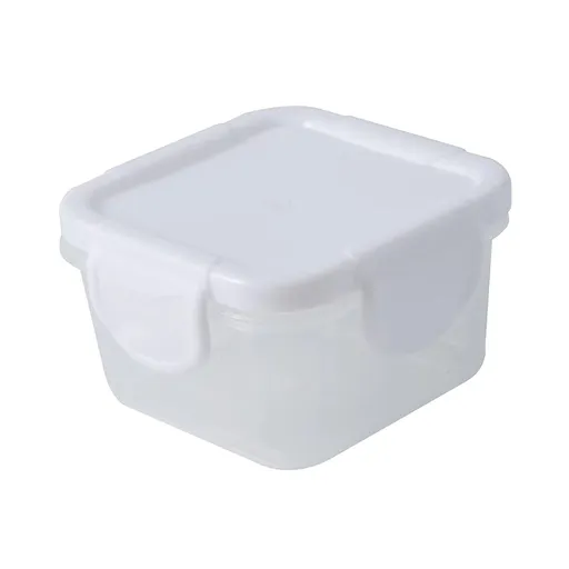 Mini Food Storage Container with Lid, Square Bento Box for Snacks & Food, Sealed Leak-Proof & Microwave-Safe, Stackable fridge, White