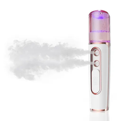 Portable Nano Facial Mister, Face Care Steamers with 2 Spray Nozzle, USB Rechargeable, Visual Water Tank -Pink