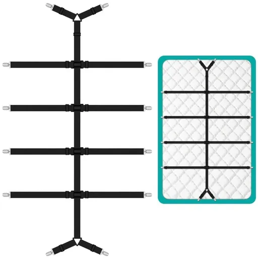 Adjustable Sheet Holders with Elastic Bands and Metal Clips for Securing Sheets Mattress or Sofa Covers, Black
