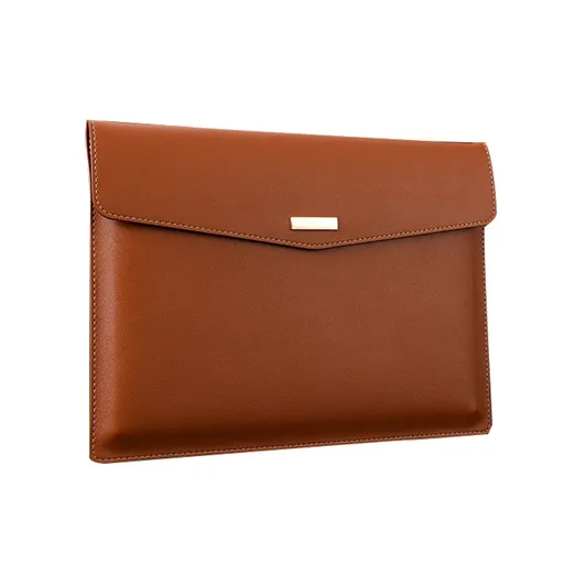 A4 PU Leather File Folder, Waterproof Document Portfolio with Snap Closure for Papers Receipts and Office Storage, Grey, 13 x 9.6 in