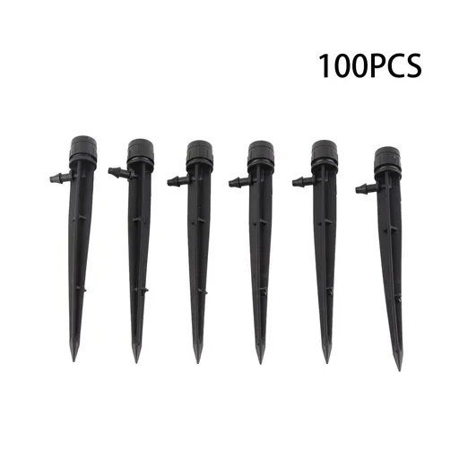 100pcs Drip Emitters 360 Degree Adjustable Water Flow Drippers Sprayer for Patio Lawn Bed Watering System 13cm / 5.1in Black
