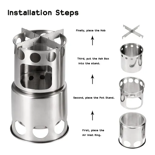 Cooking Portable Camping Stove Combo Wood Burning Stove And Cooking Pot Set For Outdoor Backpacking Fishing Hiking