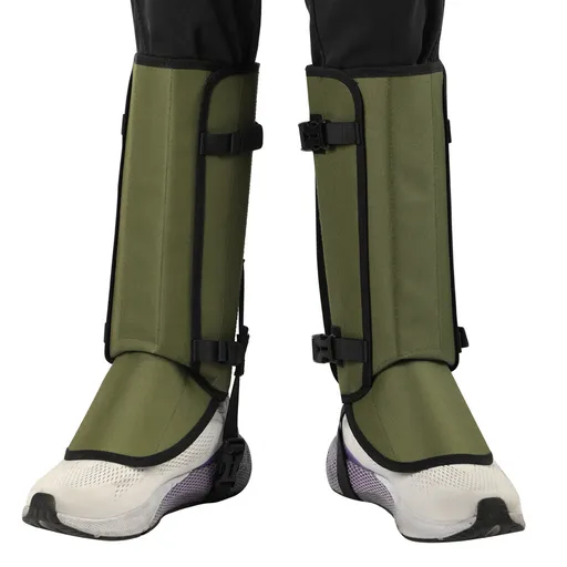 Green Outdoor Waterproof Leg Gaiters - Anti-Snake Bite & Scratch Protection Boot Covers - Breathable Nylon Oxford Leg Guards for Hiking Camping