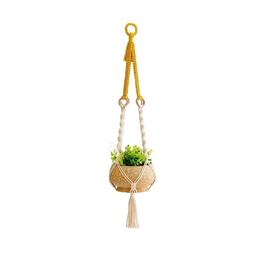 Handmade Plant Hanger Set 2 PCS（Type B）, Macrame Hanging Planter Basket with Cotton Rope Woven Design, Boho Plant Holder for Indoor Outdoor Garden Balcony Home Decor, Creative Hanging Flower Pot Holder