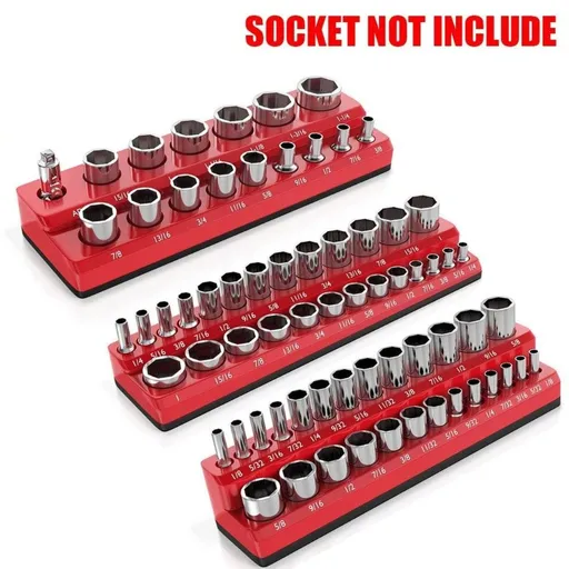 3PC 1/4" 3/8" 1/2" Red Imperial Magnetic Socket Organizer Storage Holder Trays Single size