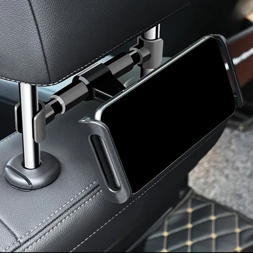 Car Headrest Phone Mount for Back Seat | 360° Rotatable Tablet Holder with Telescopic Arm | Universal Vehicle-Mounted Phone Stand for Kids & Passengers | Anti-Vibration Car Accessory