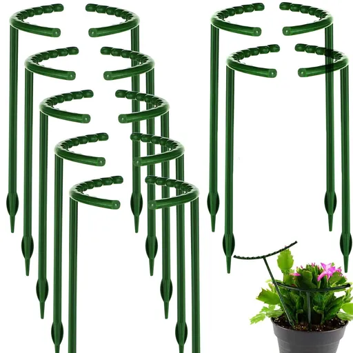 12Pcs Plant Support Plant Stake Half Round Plant Support Ring Garden Flower Support Plant Support Stakes , 6.3" Wide X 10.3" High