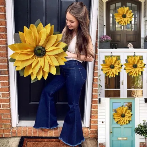 Pendant X1 Artificial Sunflower Wreath Front Door Wreath Yellow Sunflower Wreath Spring Summer Wreath Front Door for Indoor Outdoor Home Wedding Window Wall Decor