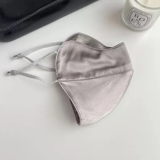 Pure Mulberry Silk Face Mask – Breathable UV Protection Reusable Mask for Daily Wear (Gray)