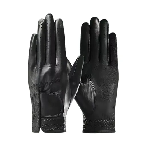 Black Left Hand Golf Glove L Size - Breathable Anti-Slip Golf Glove with Adjustable Wrist Strap for Golf Training and Outdoor Games