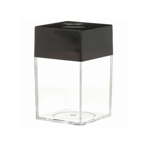 Small Clip Dispenser with Top, Clear/Black – Paper Clip Holder for Desk, Paperclip Holder & Clip Organizer