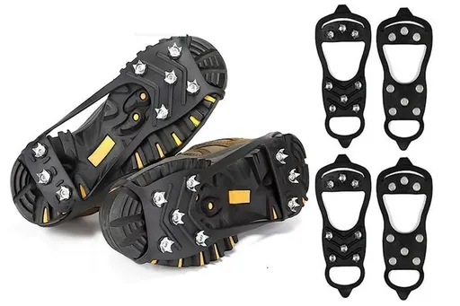 2 Pairs Ice Cleats Traction Crampons Snow Grips with 8 Spikes for Boots Shoes - For EU34-40