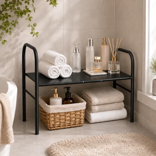 Extendable Storage Rack Under Sink Shelf Kitchen Organizer black