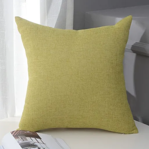 Le Su Cotton Linen Cushion Solid Color with Core 15# yellow green 40*60-pillowcase 650g thick pillow core